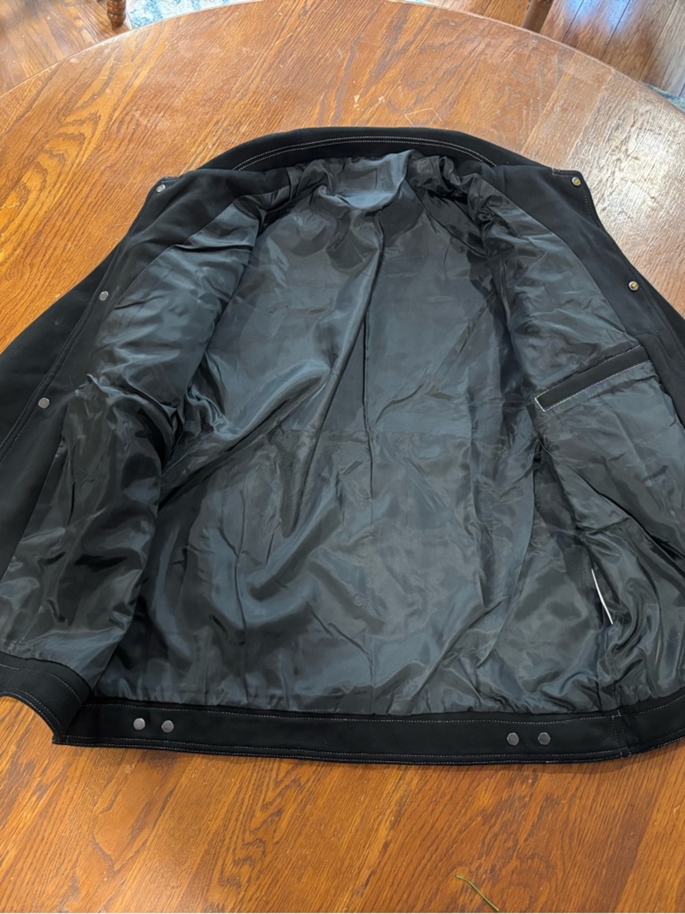 Men's Black Feaux Suede Contrast-Stitch Jacket - Picture 3 of 4